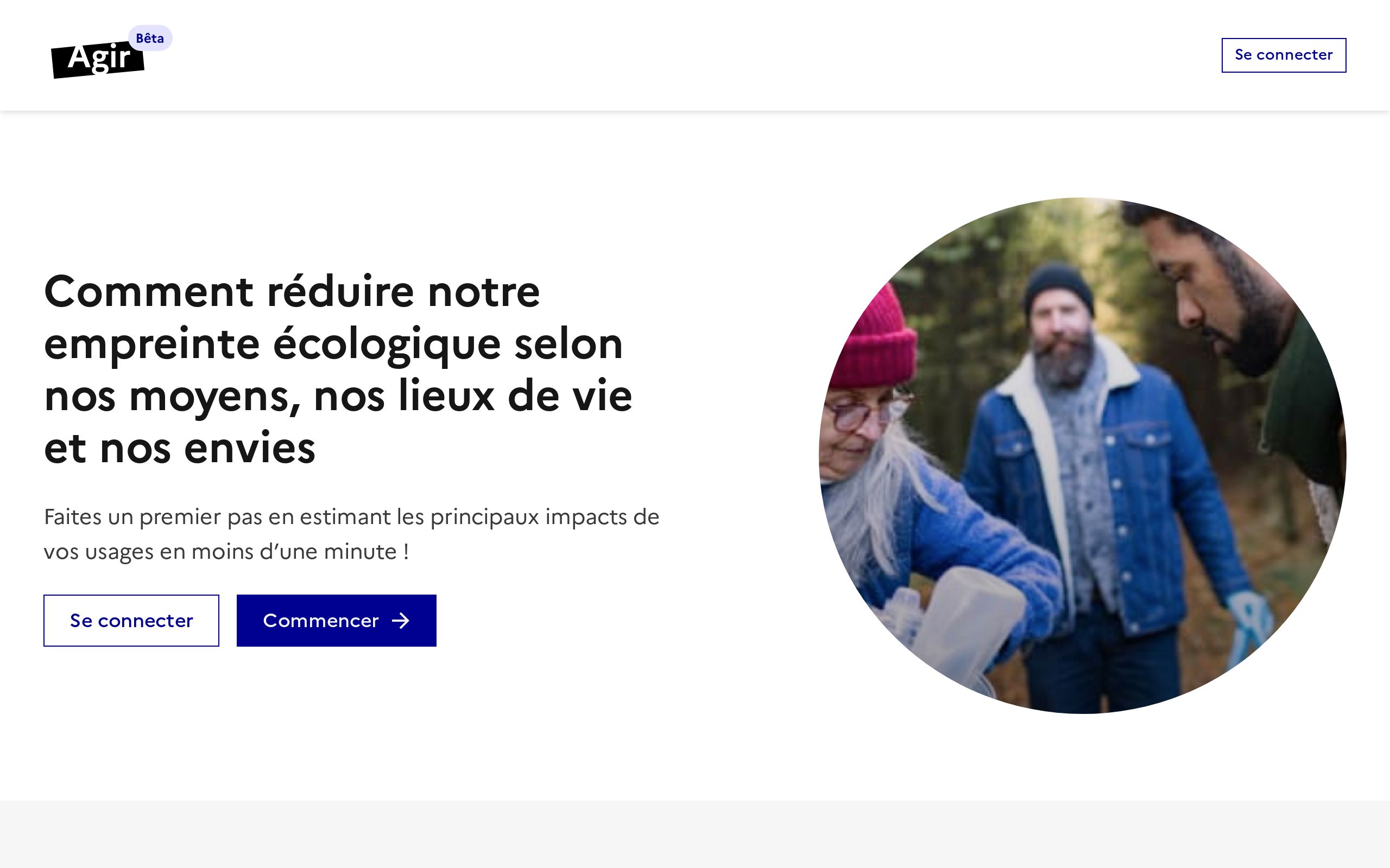 Copie d'écran de https://agir.beta.gouv.fr