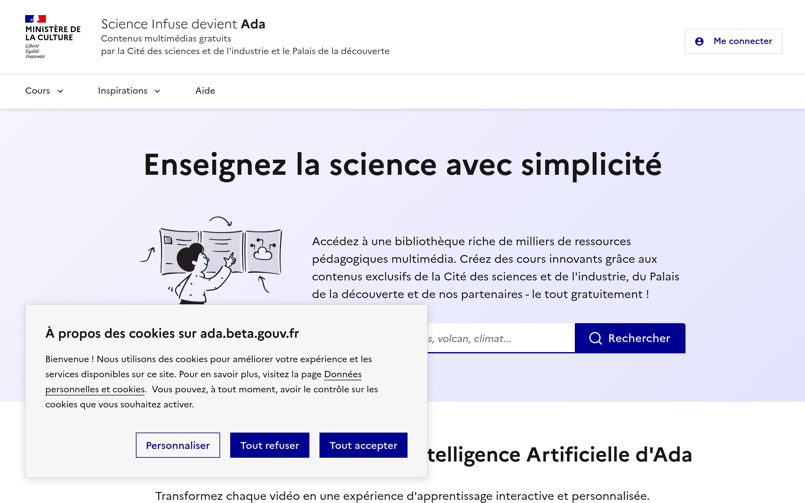 Copie d'écran de https://ada.beta.gouv.fr