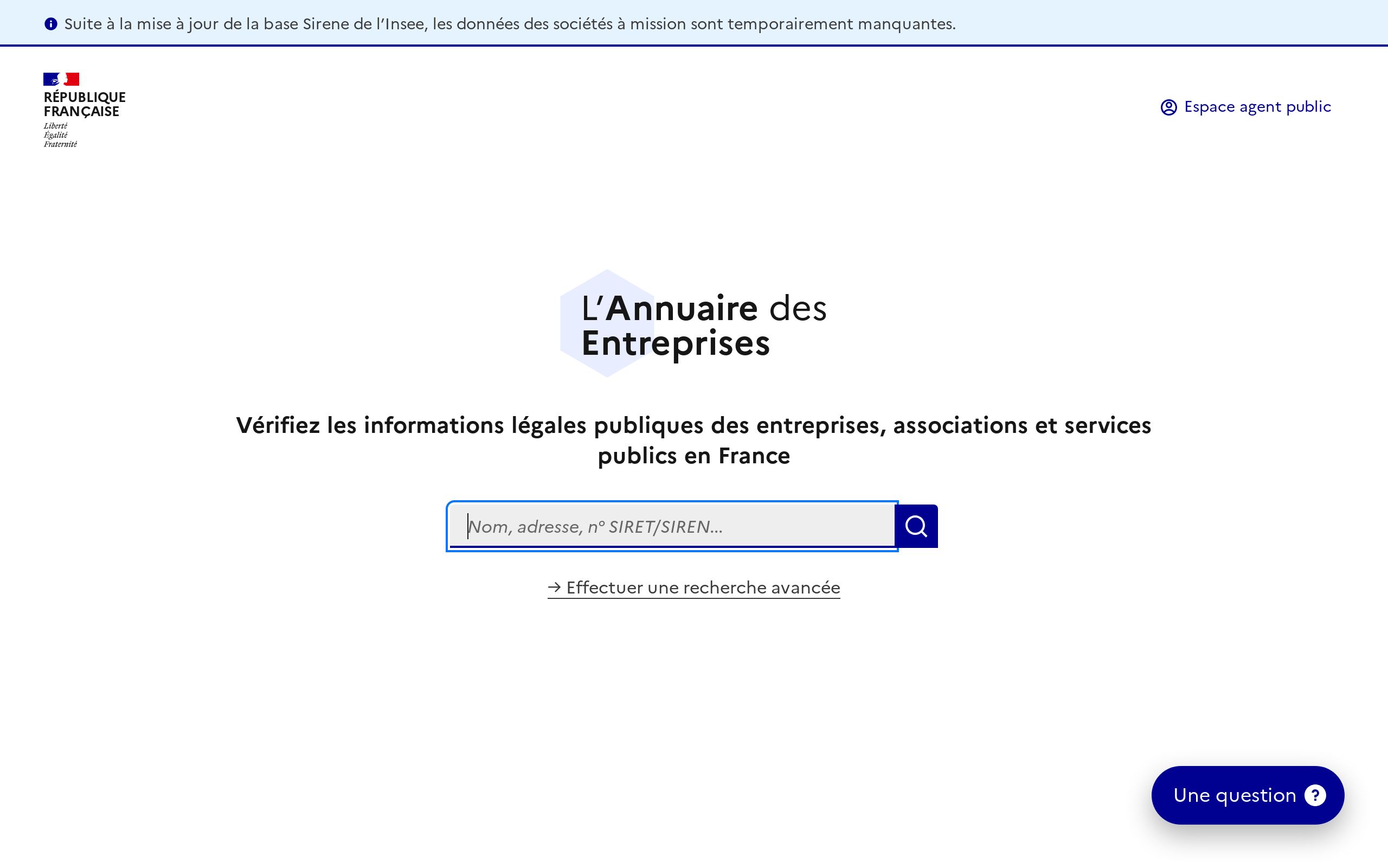 Copie d'écran de https://annuaire-entreprises.data.gouv.fr