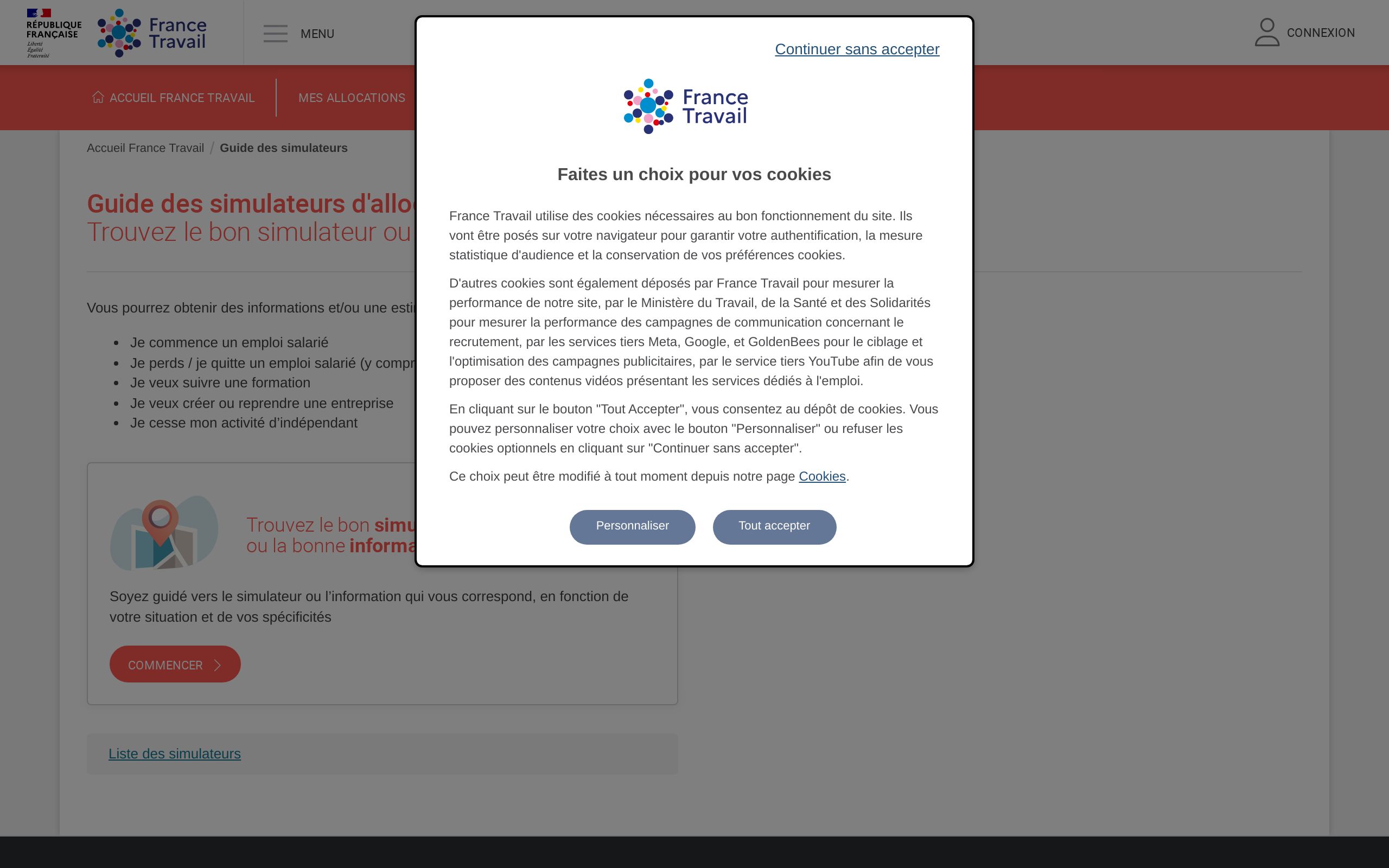 Copie d'écran de https://candidat.pole-emploi.fr/simulation-ressources-formation