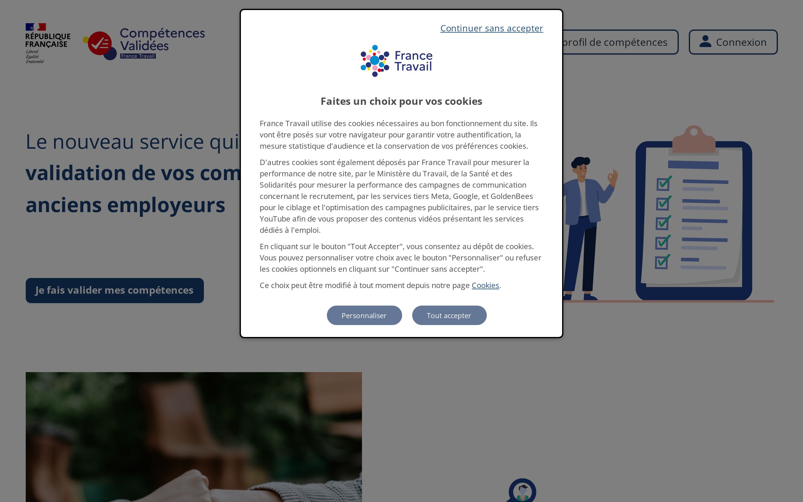 Copie d'écran de https://competencevalidee.pole-emploi.fr