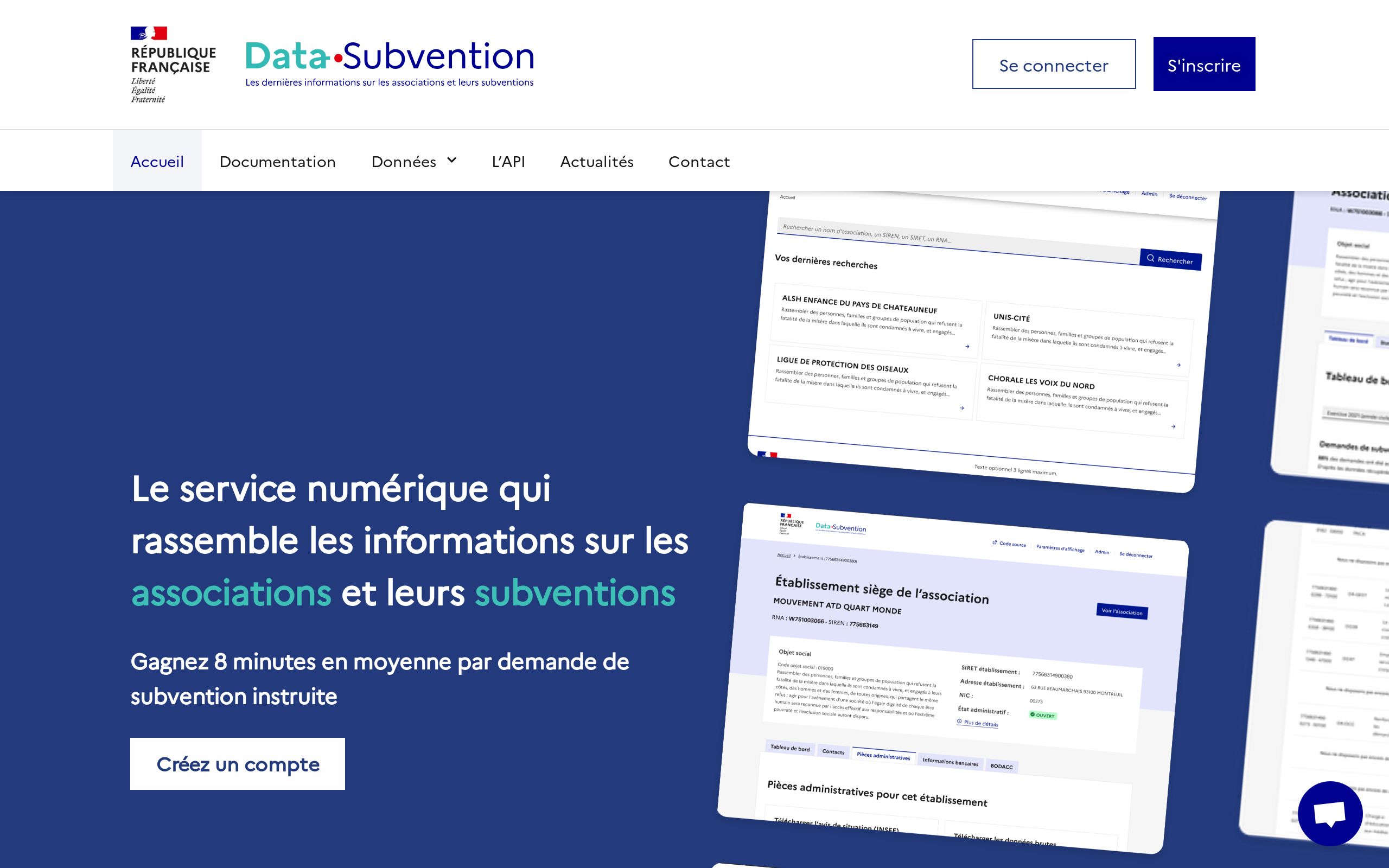 Copie d'écran de https://datasubvention.beta.gouv.fr
