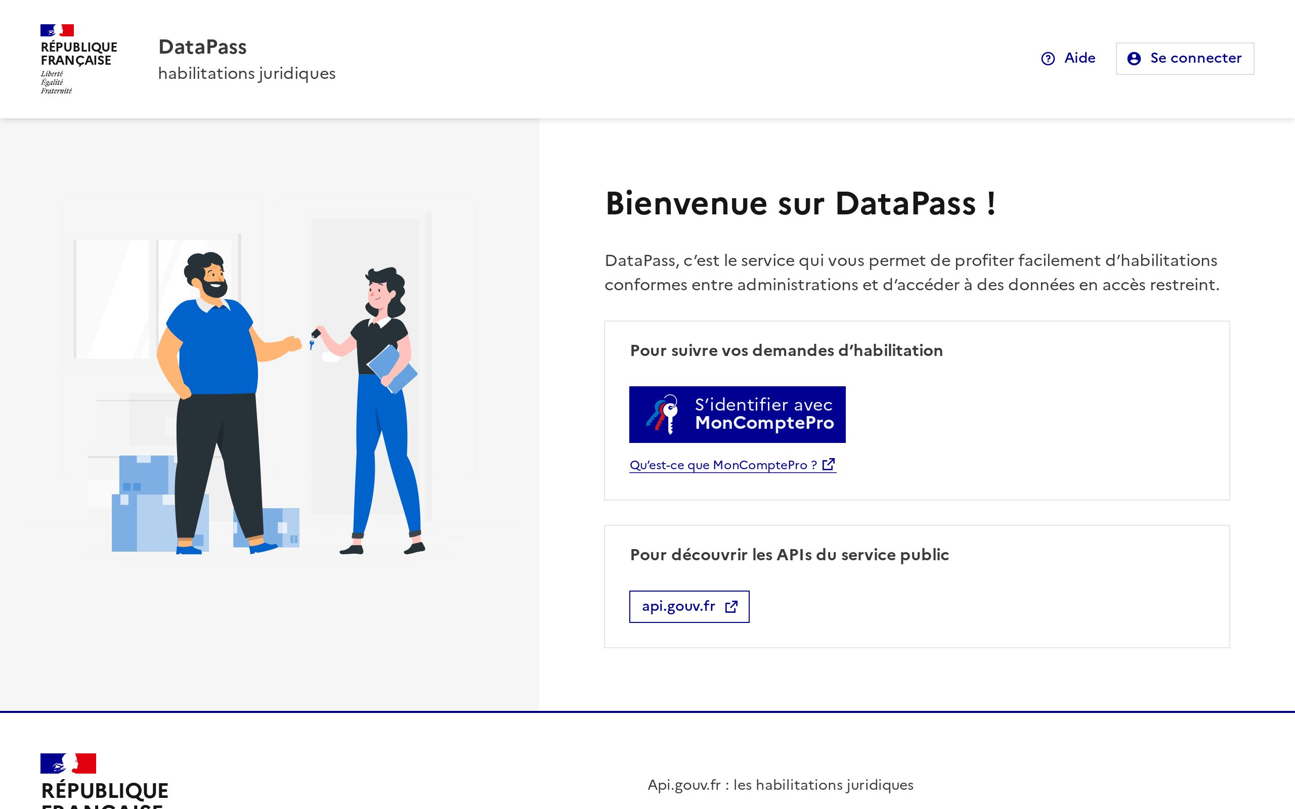 Copie d'écran de https://datapass.api.gouv.fr