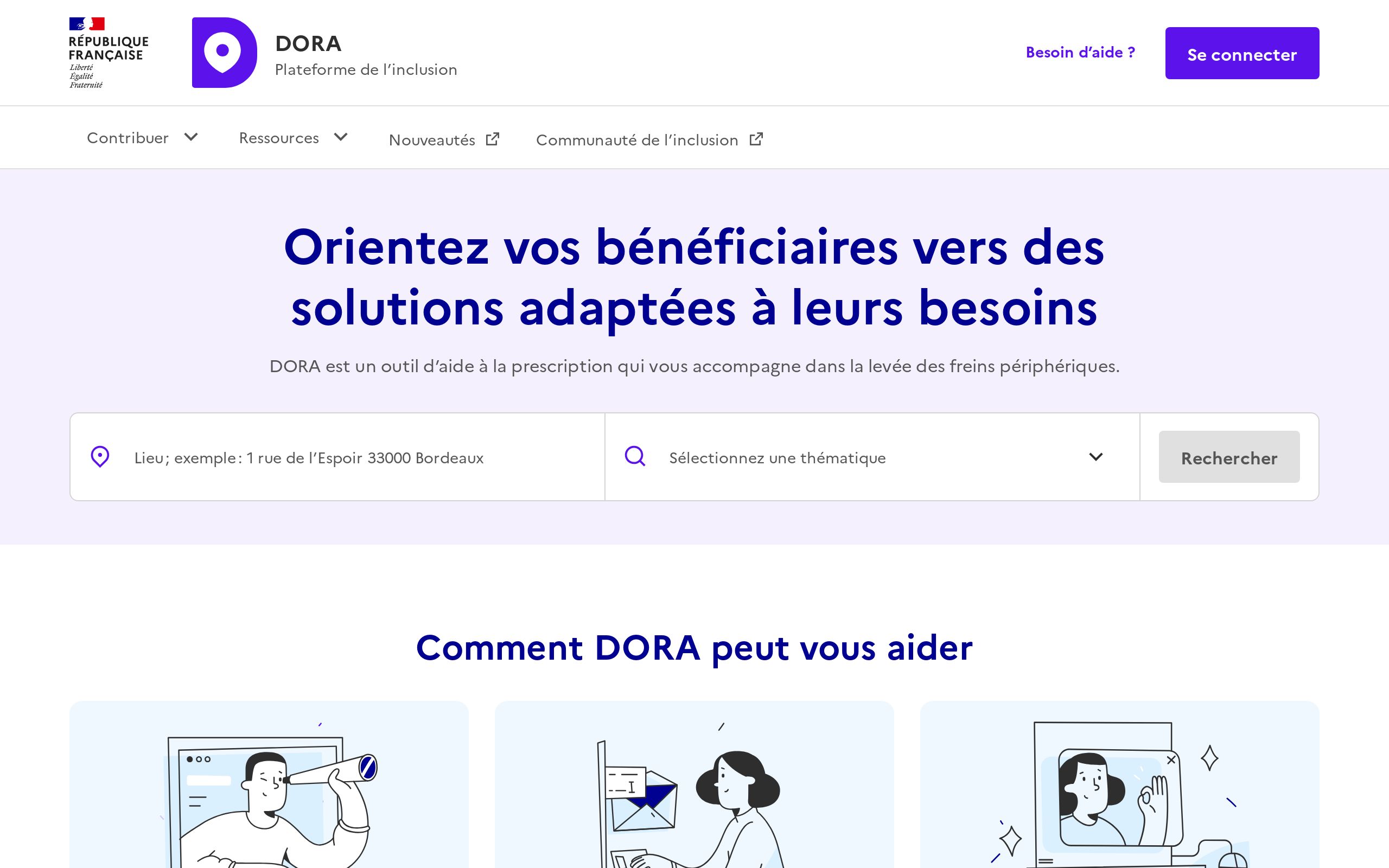 Copie d'écran de https://dora.inclusion.beta.gouv.fr