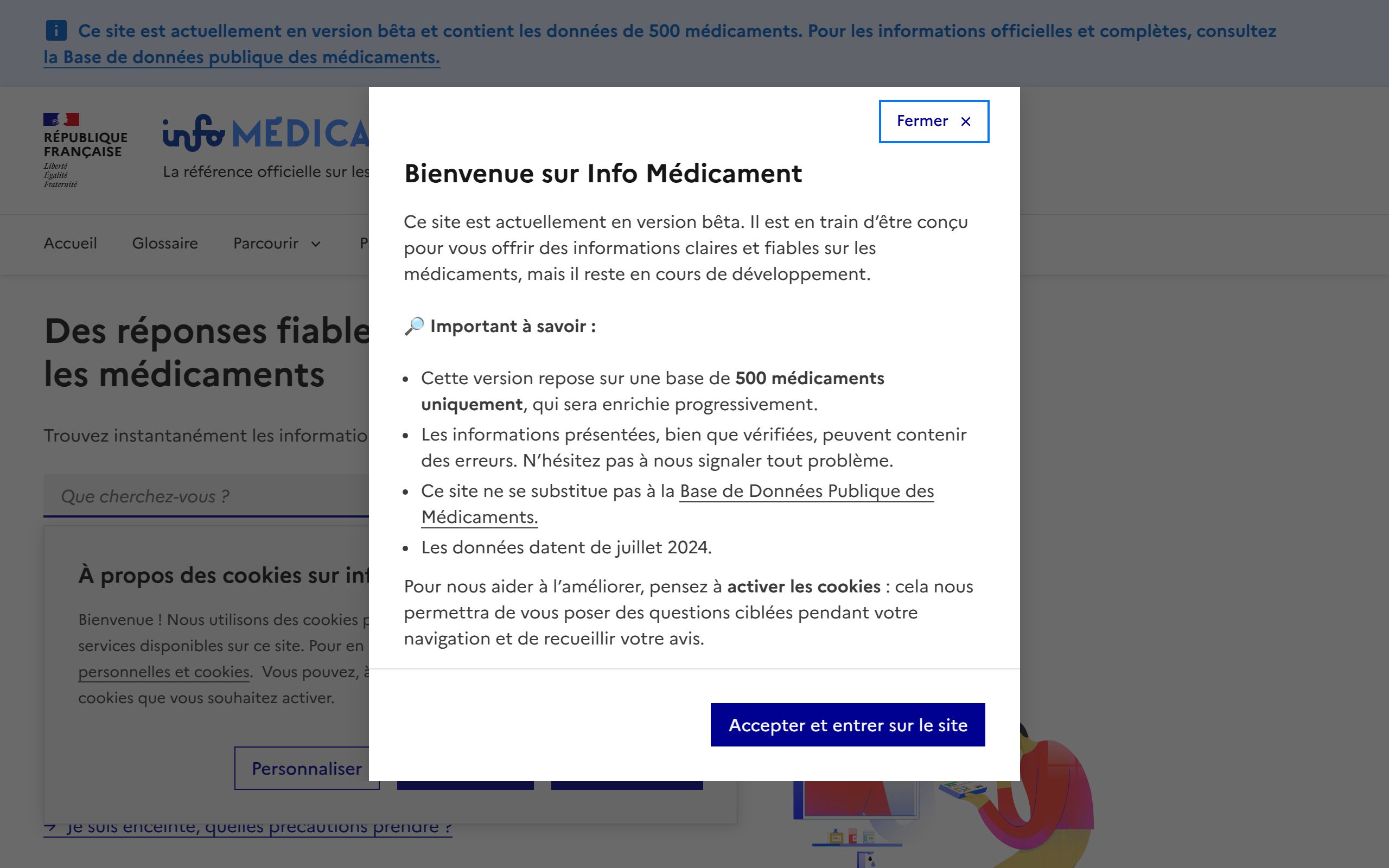 Copie d'écran de https://infomedicament.beta.gouv.fr