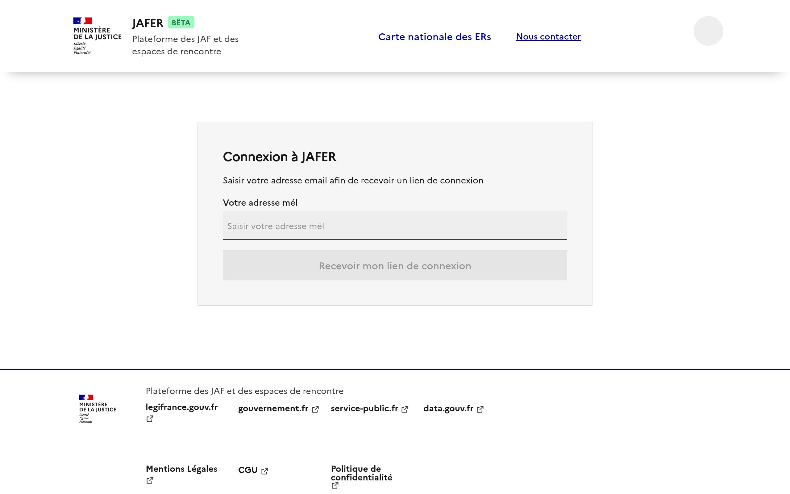 Copie d'écran de https://jafer.beta.gouv.fr