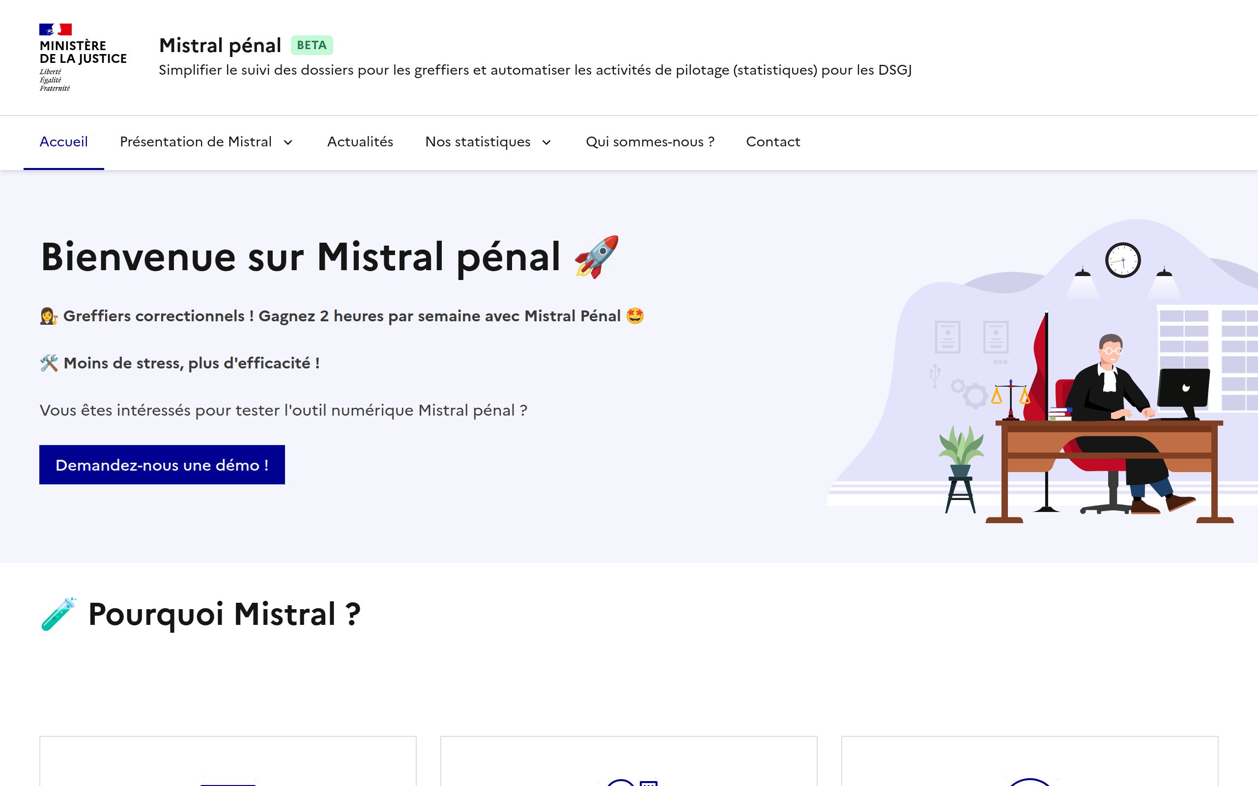 Copie d'écran de https://mistralpenal.beta.gouv.fr