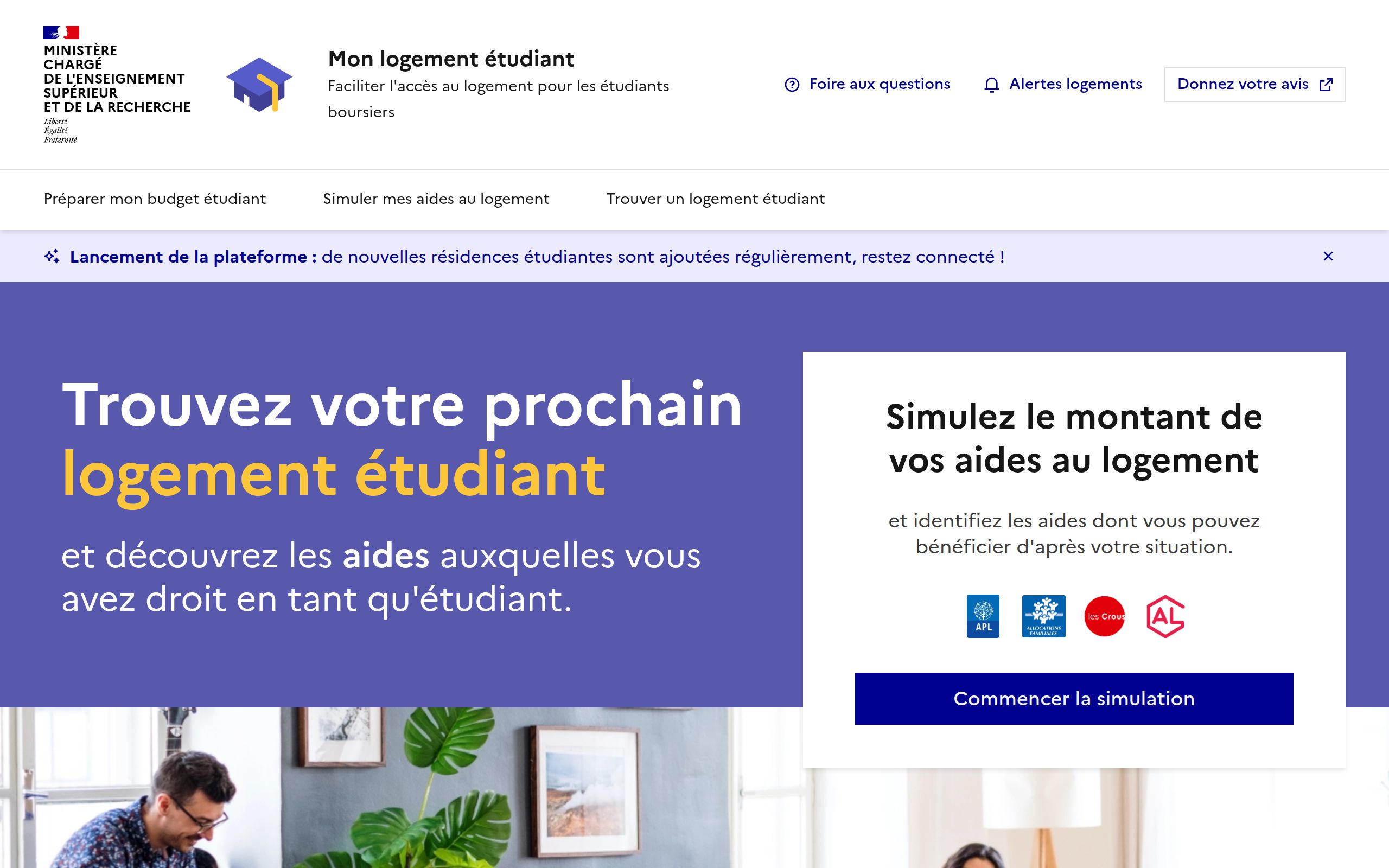 Copie d'écran de https://monlogementetudiant.beta.gouv.fr/