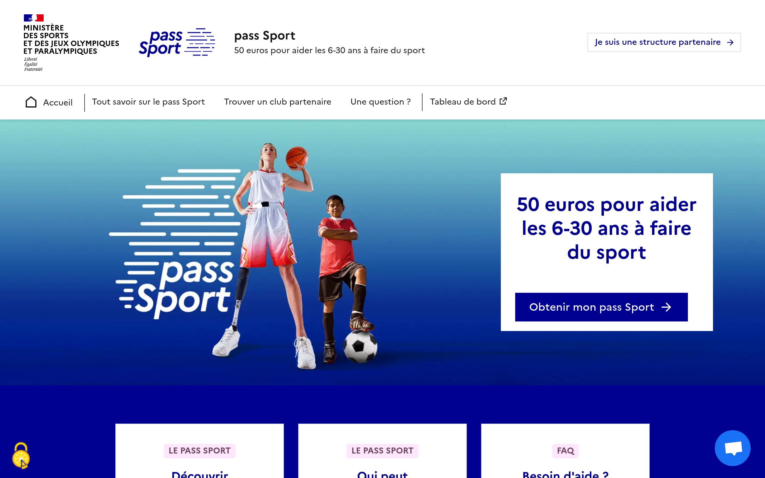 Copie d'écran de https://pass.sports.gouv.fr